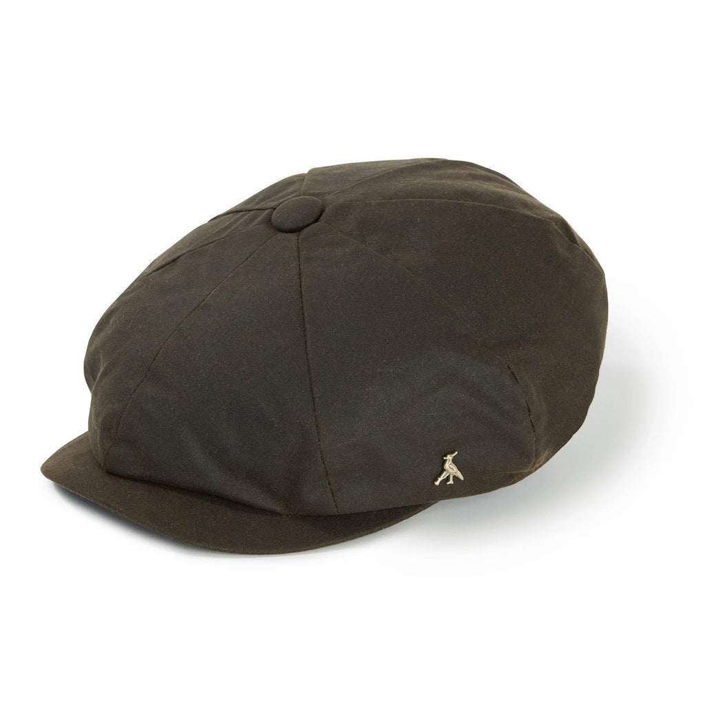 Hicks and Brown The Hengrave Wax Baker Boy Cap - Olive