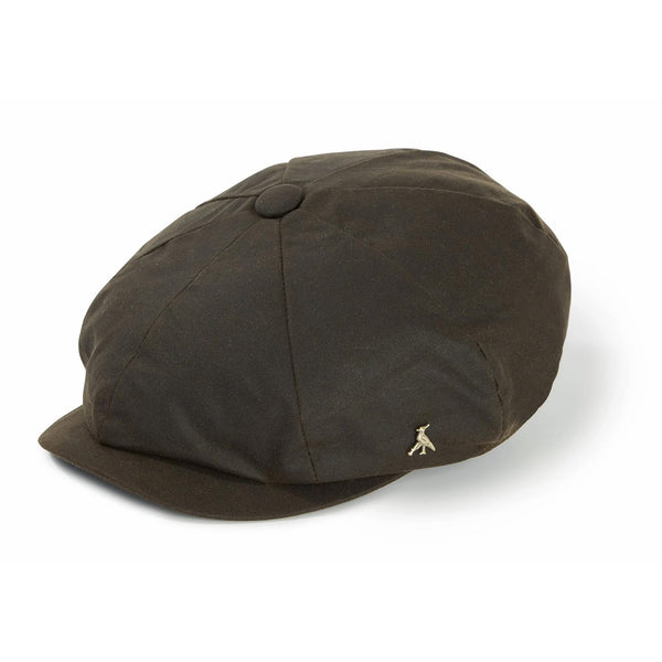 Hicks and Brown The Hengrave Wax Baker Boy Cap - Olive