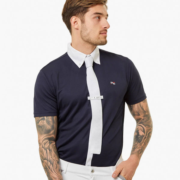 Premier Equine Antonio Mens Short Sleeved Show Shirt - Navy