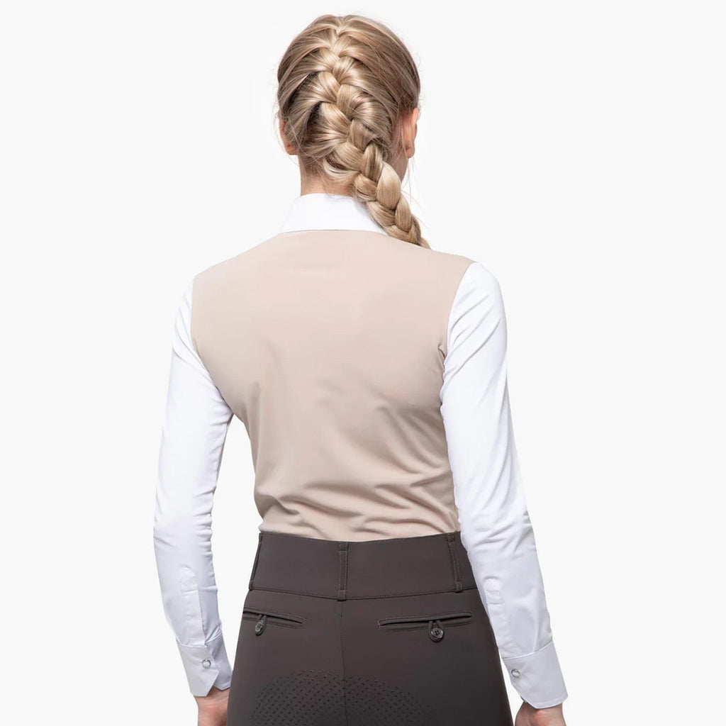Premier Equine Rossini Ladies Lycra Show Shirt - Beige/White