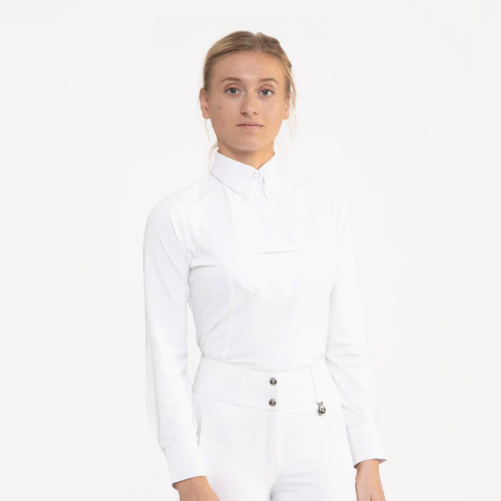 Premier Equine Tessa Ladies Long Sleeved Tie Shirt - White