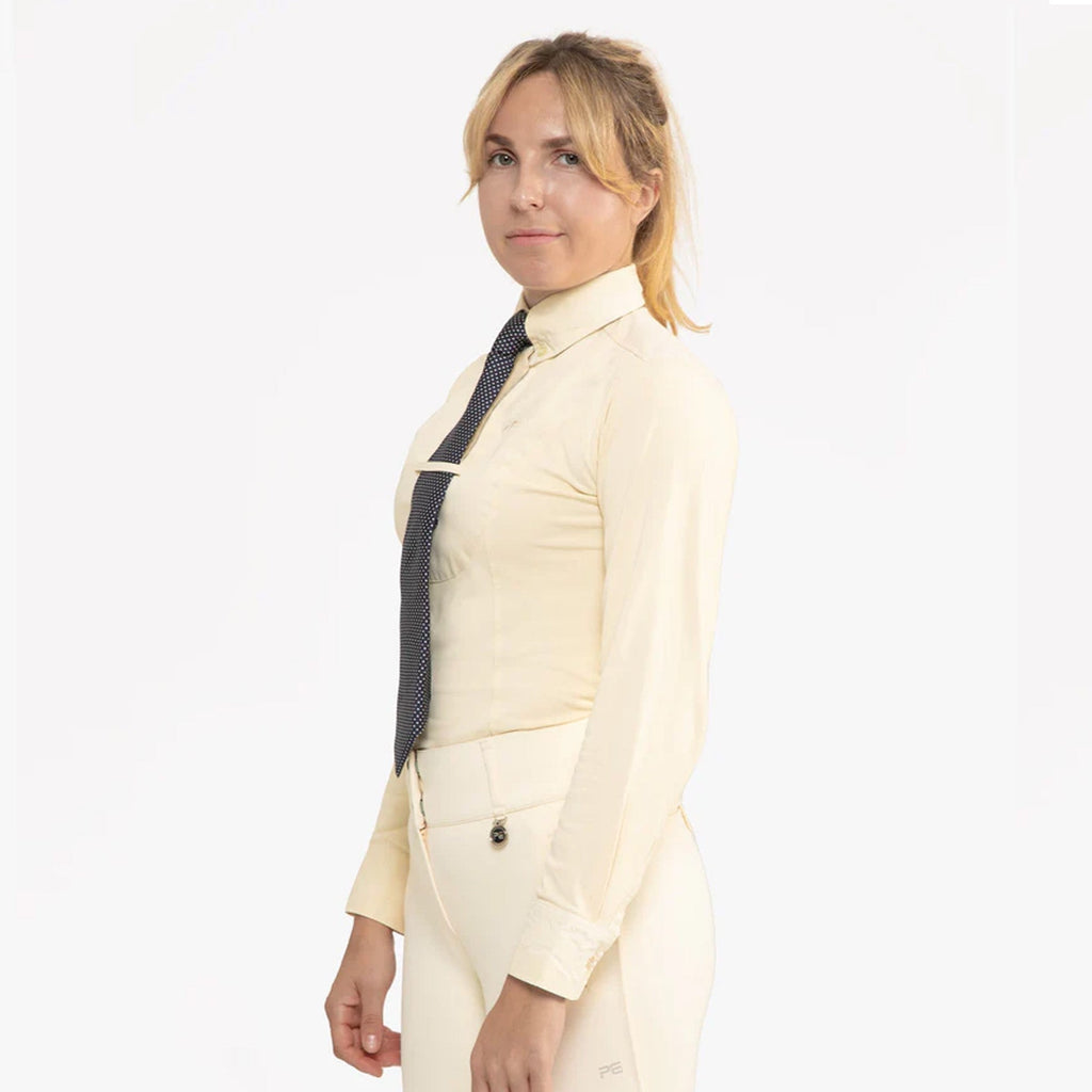 Premier Equine Tessa Ladies Long Sleeved Tie Shirt - Vanilla