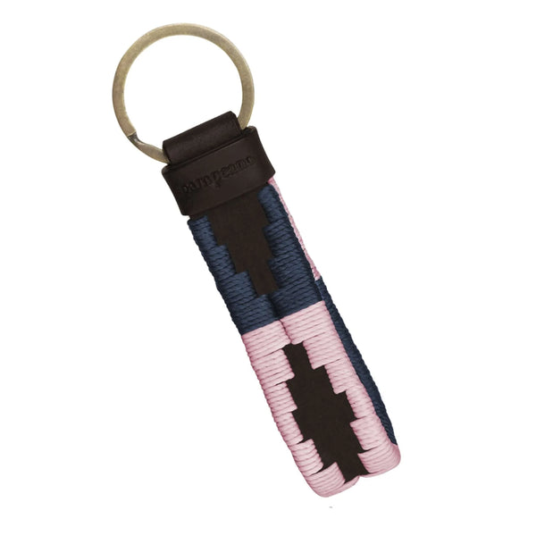 Pampeano Charro Brown Leather Loop Keyring - Pink/Navy