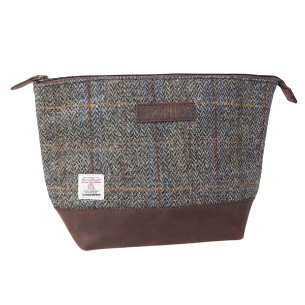 Harris Tweed Triangle Washbag - Brown