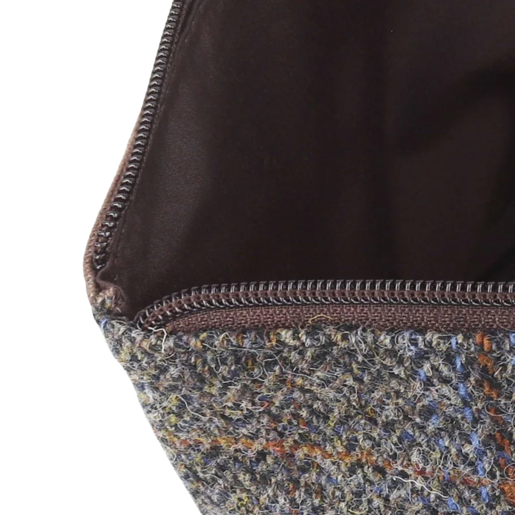 Harris Tweed Triangle Washbag - Brown