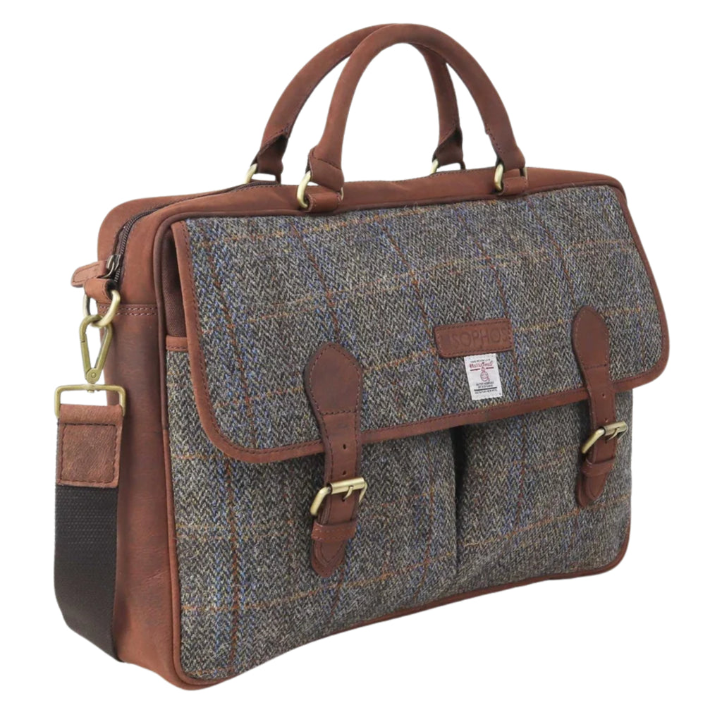 Harris Tweed Briefcase - Brown