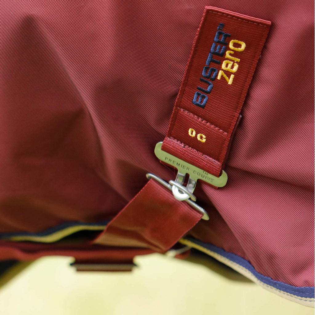 Premier Equine Buster Zero Turnout Rug with Classic Neck Cover - Burgundy