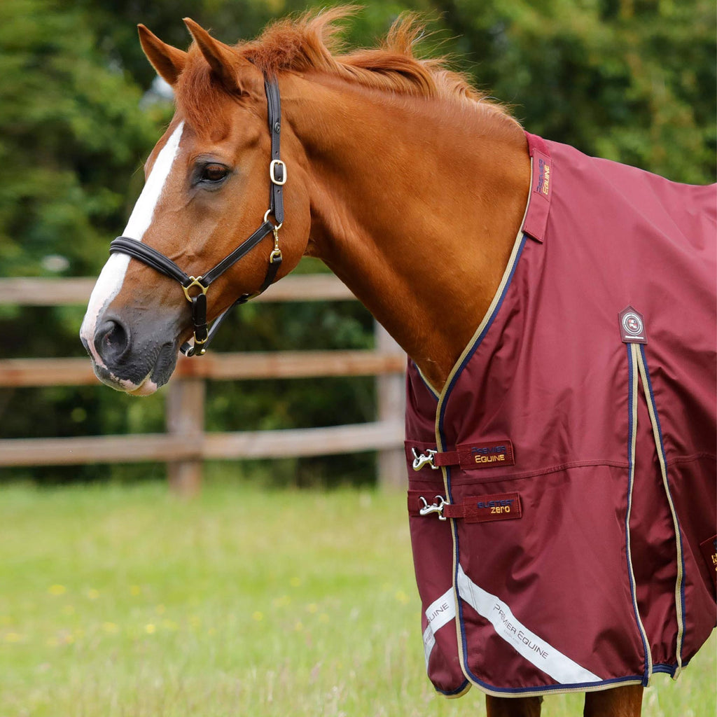 Premier Equine Buster Zero Turnout Rug with Classic Neck Cover - Burgundy