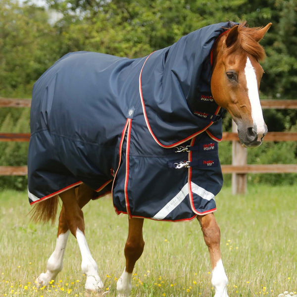 Premier Equine Buster 100g Turnout Rug with Snug-Fit Neck Cover - Navy