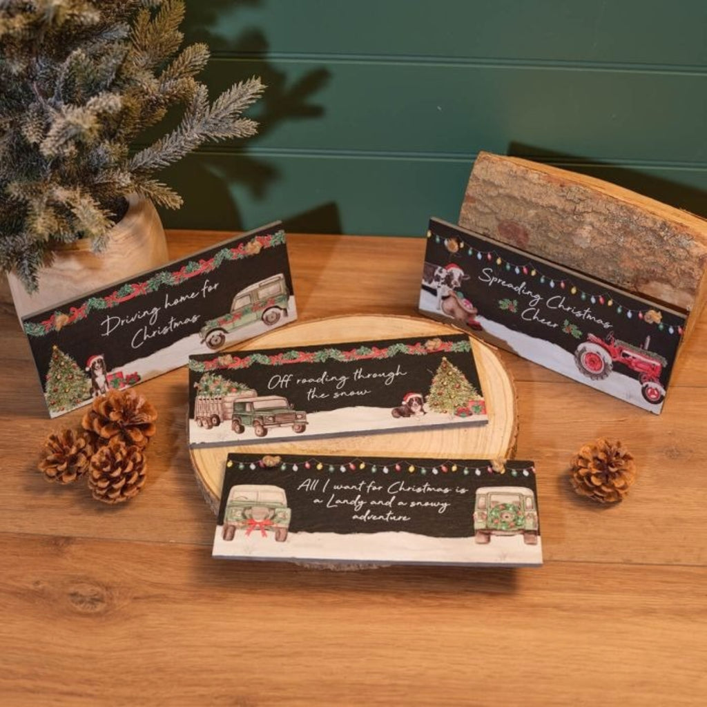 Langs Christmas At The Farm Animals and Landy Slate Hanging Plaque