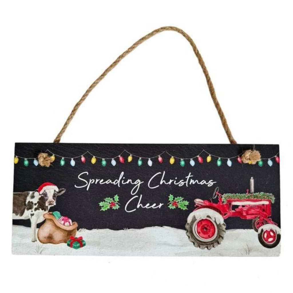 Langs Christmas At The Farm Animals and Landy Slate Hanging Plaque