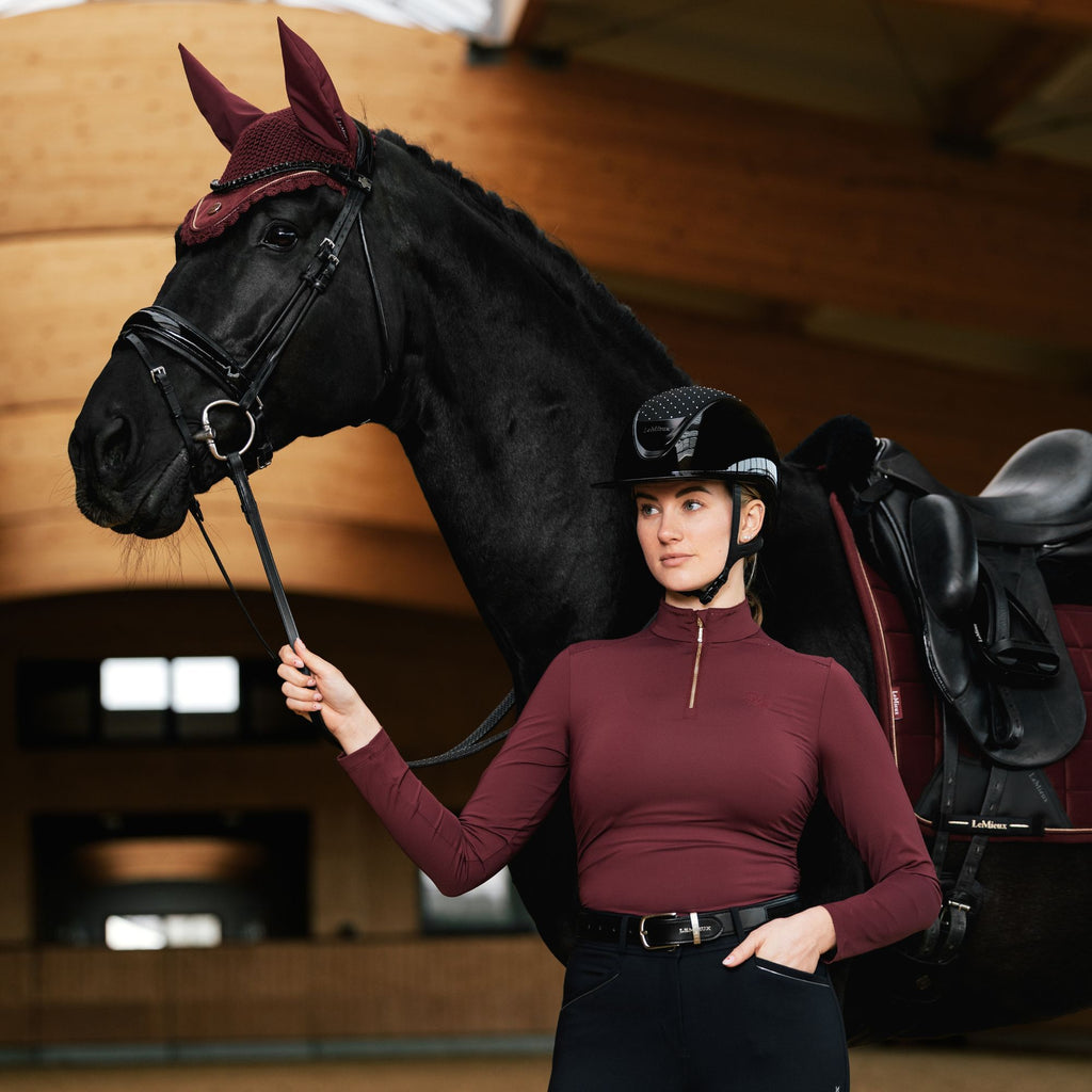 LeMieux Ladies Lustre Ruched Base Layer - Garnet