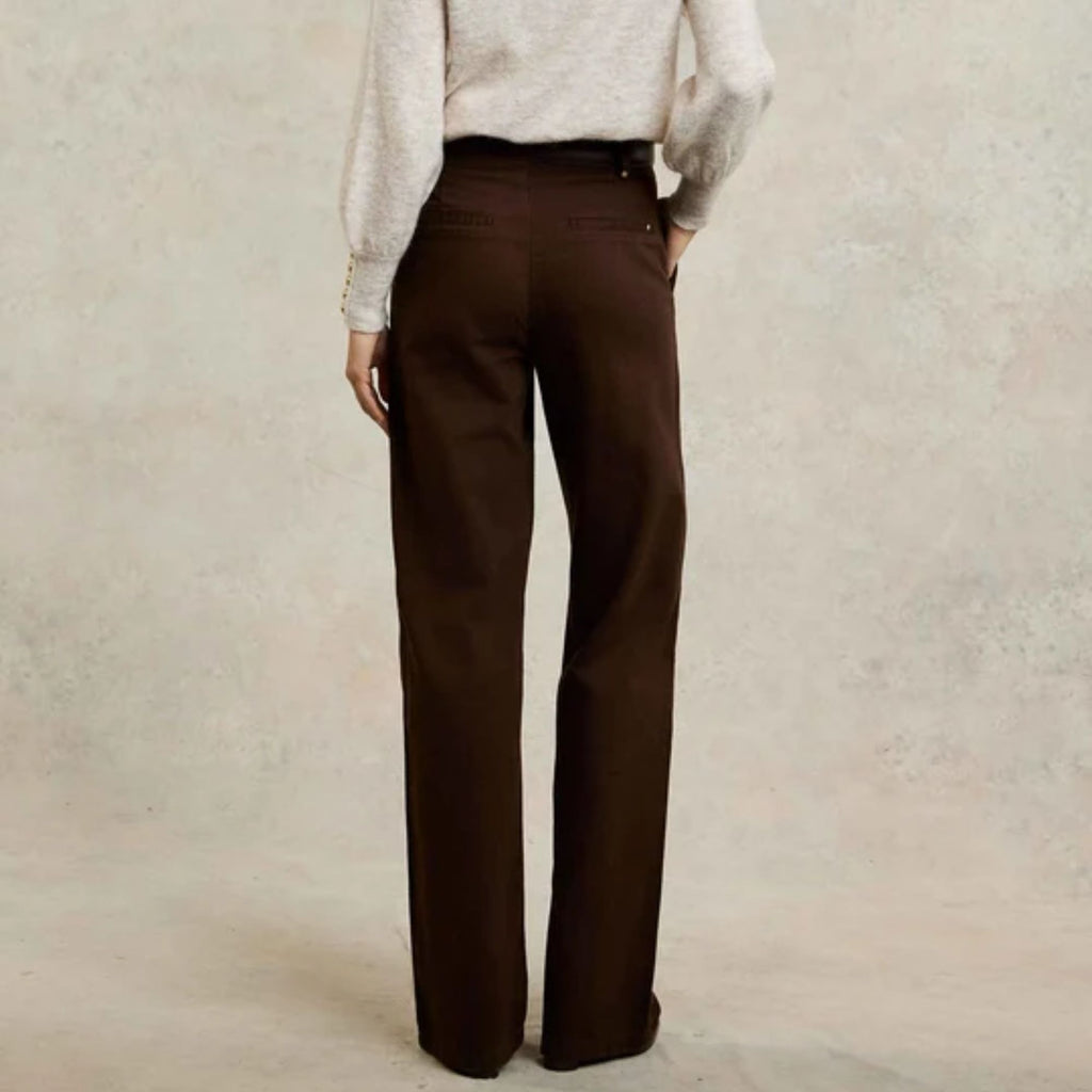 Holland Cooper Ladies Tailored Wide Leg Jean - Chocolate