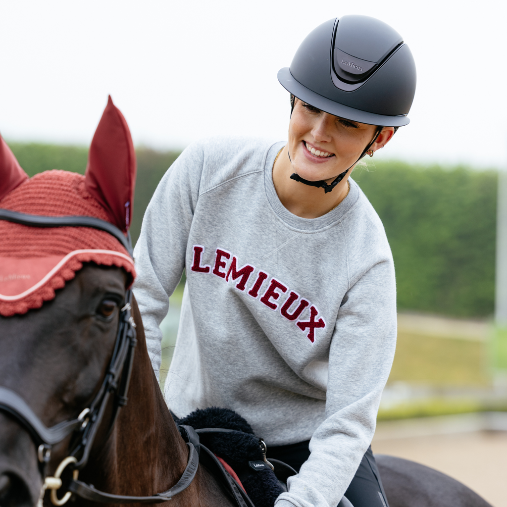 LeMieux Ladies Vida Varsity Crew Neck Sweat - Grey Marl