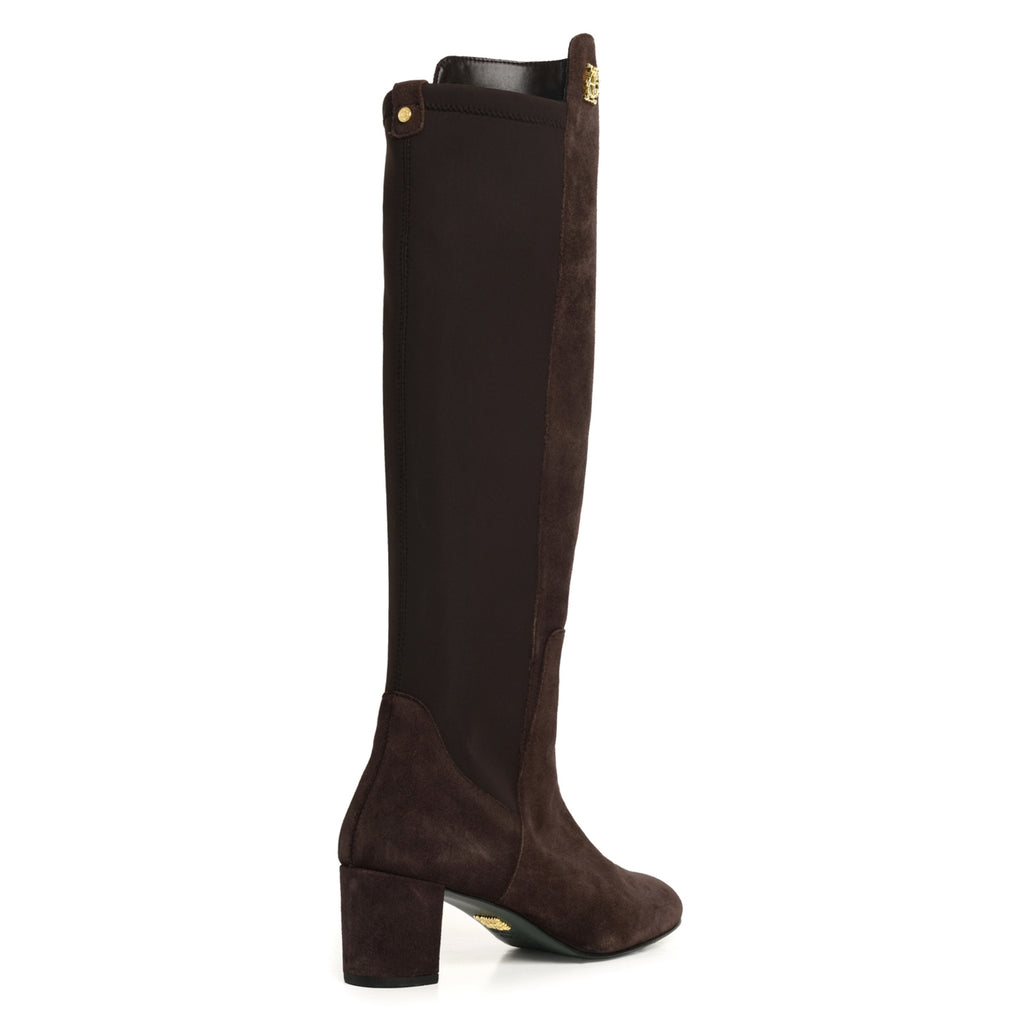 Holland Cooper Albany Mid Heel Boot - Chocolate Suede