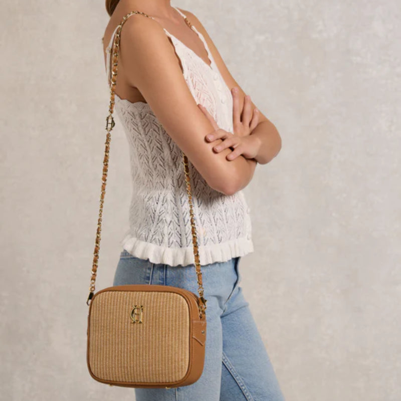 Holland Cooper Soho Camera Bag - Tan Raffia