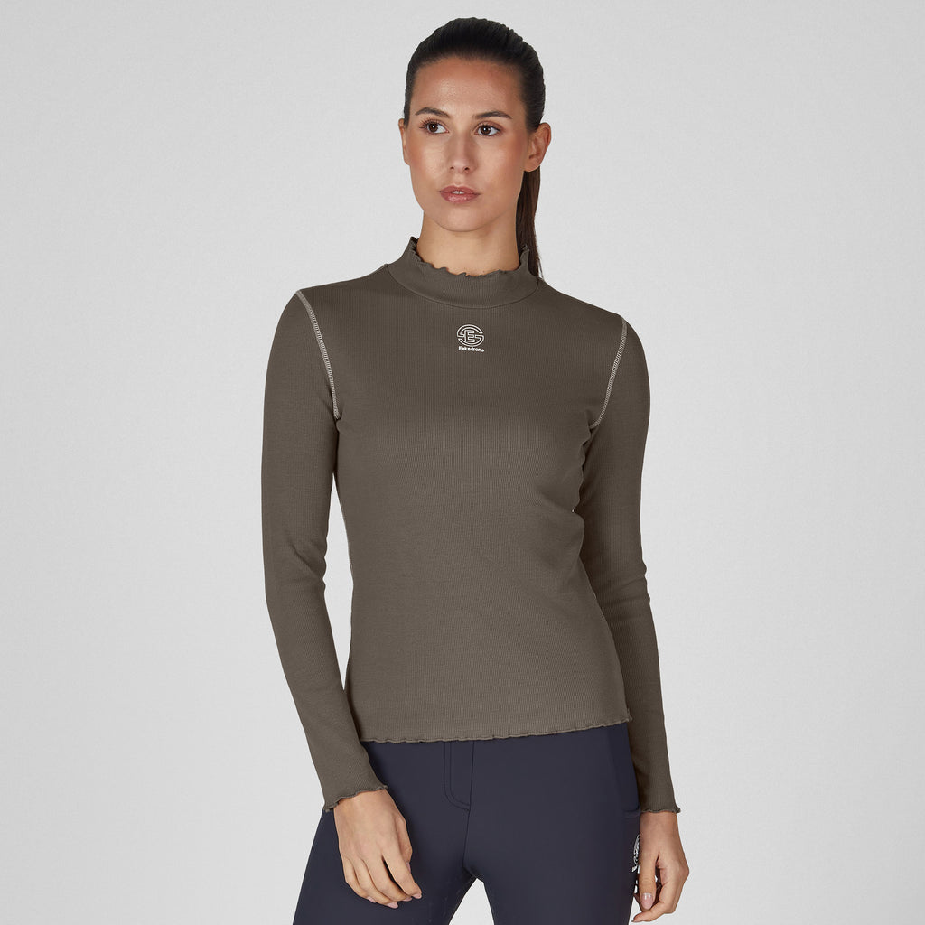 Eskadron Ladies Turtleneck Rib Shirt - Powder Taupe