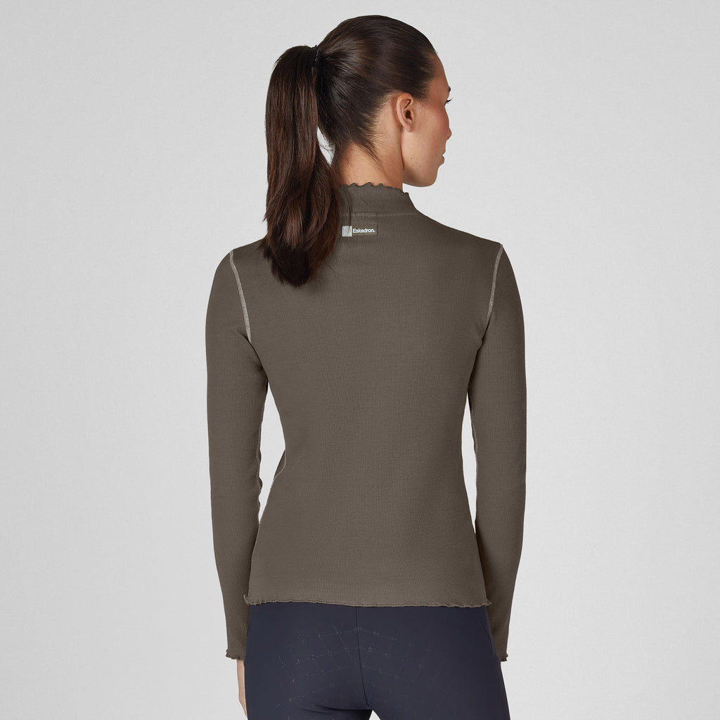 Eskadron Ladies Turtleneck Rib Shirt - Powder Taupe