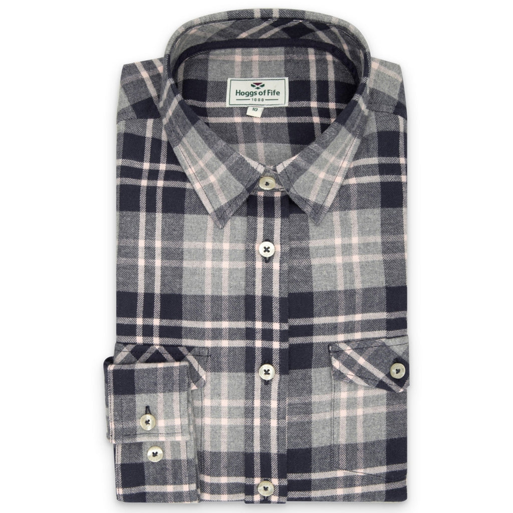 Hoggs of Fife Ladies Eilidh Flannel Shirt - Marled Navy