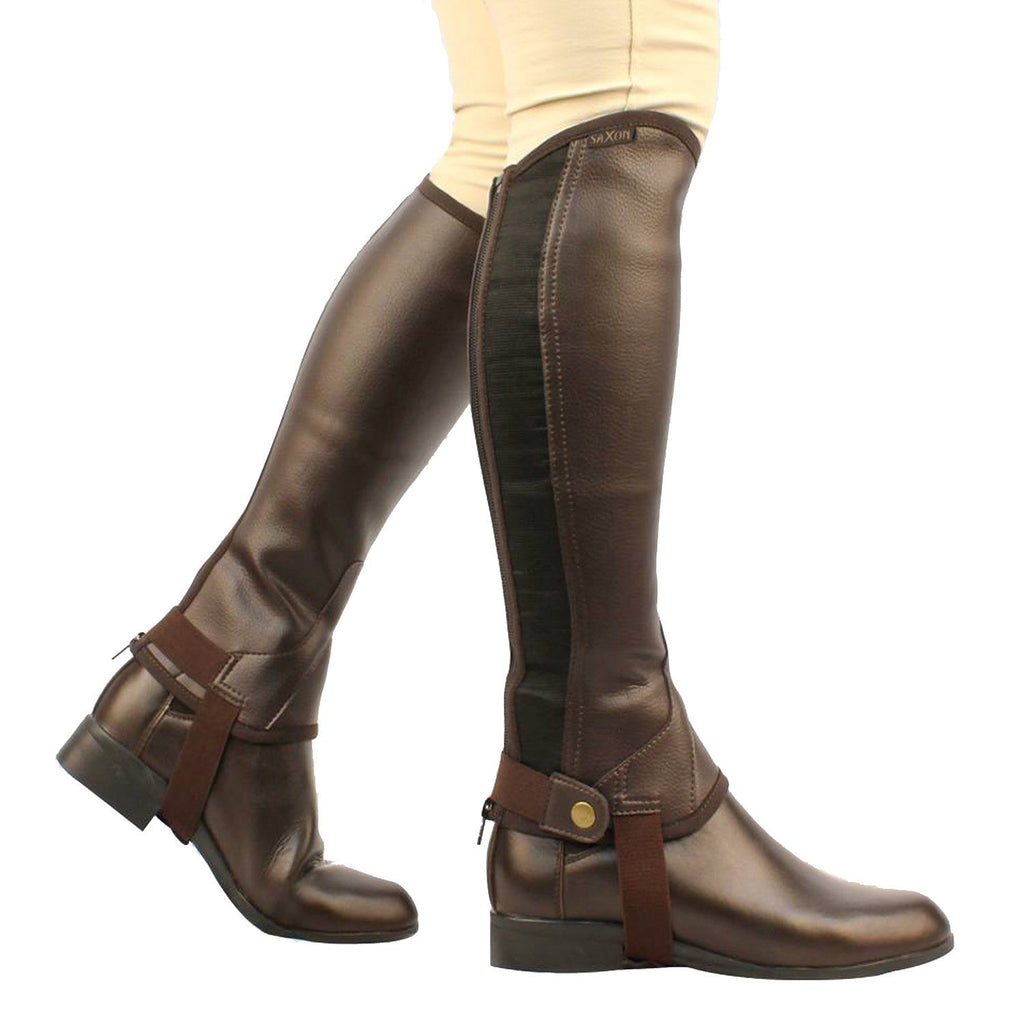Saxon Kids Equileather Chaps - Brown