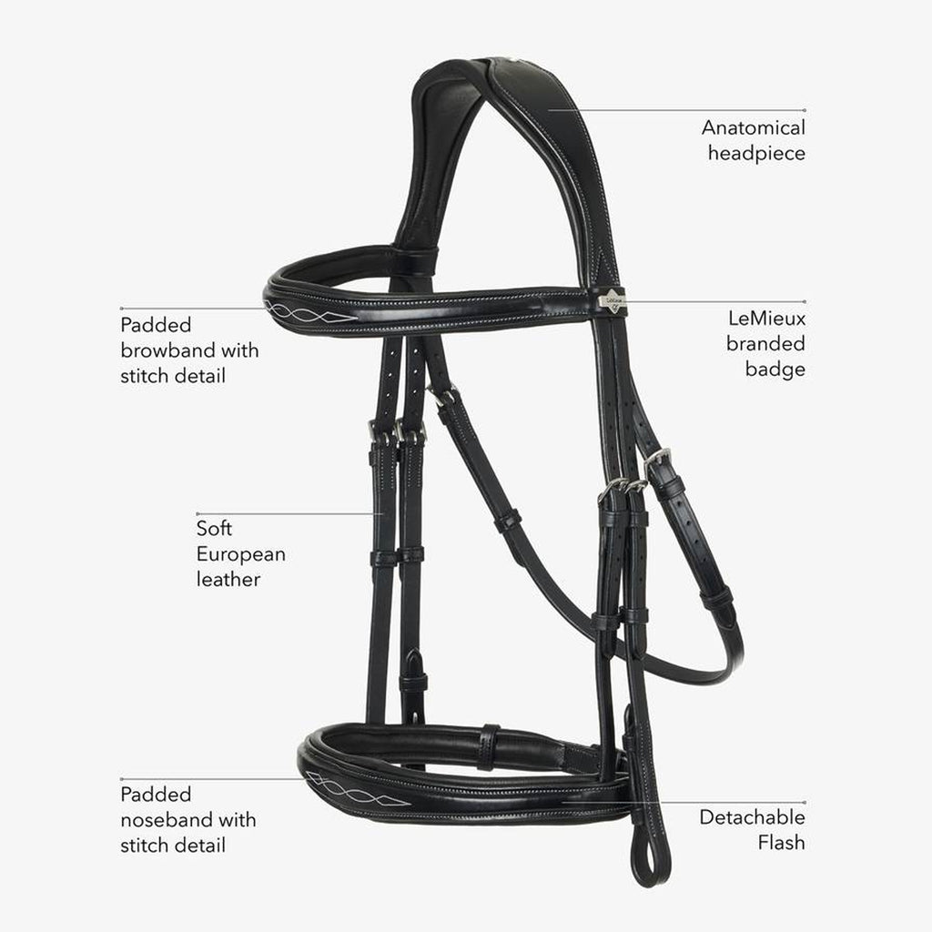 LeMieux Kudos Competition Flash Bridle - Havana