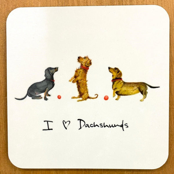 Orchid Designs I love Dachshunds Coaster