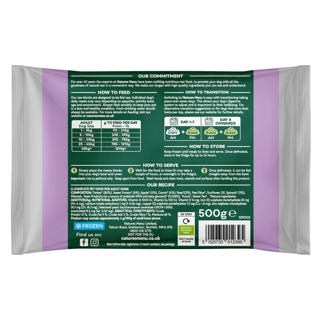 Natures Menu Complete & Balanced Turkey Block - 500g
