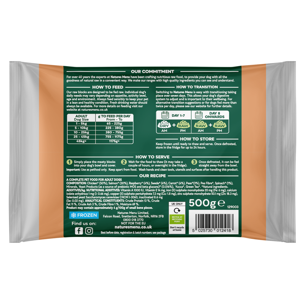 Natures Menu Complete & Balanced Salmon & Chicken Block - 500g