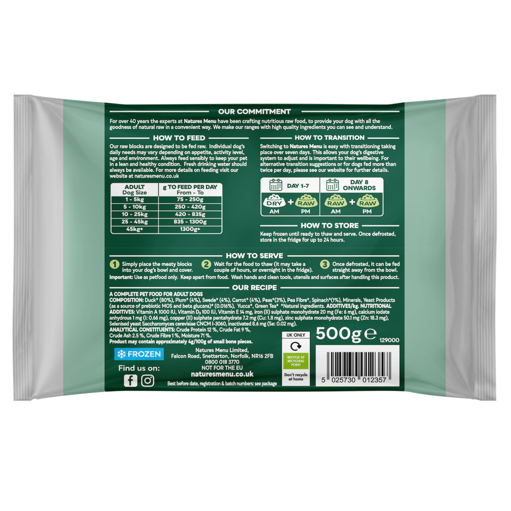 Natures Menu Complete & Balanced Duck Blocks - 500g