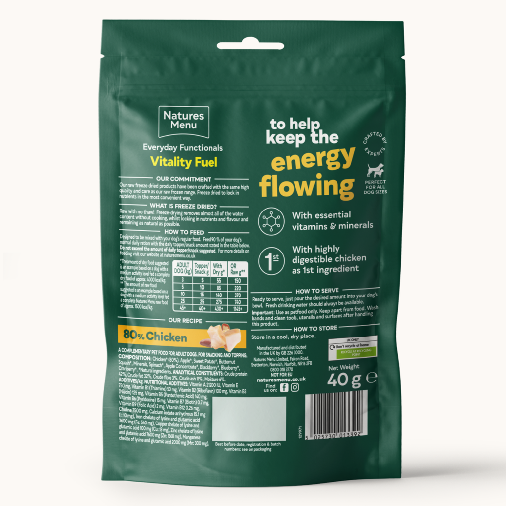 Natures Menu Freeze Dried Functional Chicken Treats for Vitality - 40g