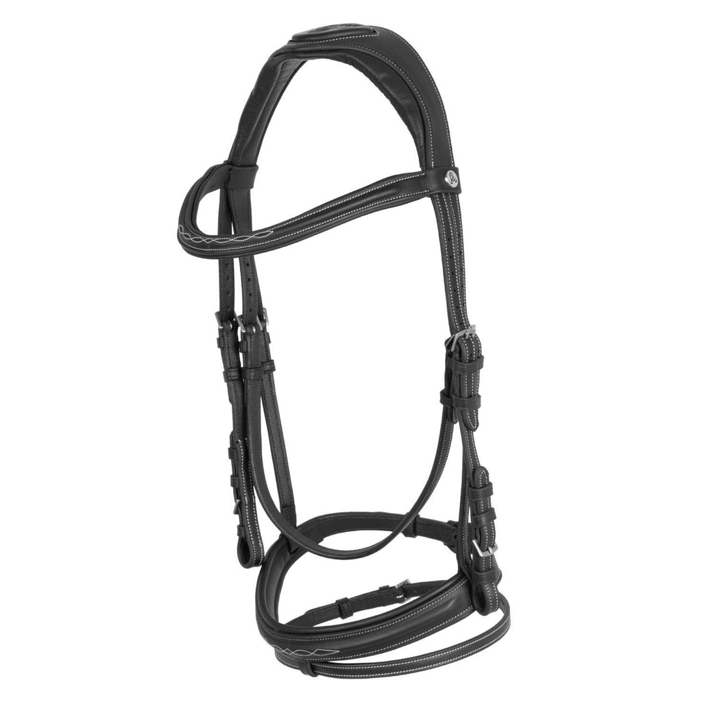 Acavallo Anatomical Jumping Bridle with Contrast Stitching - Black