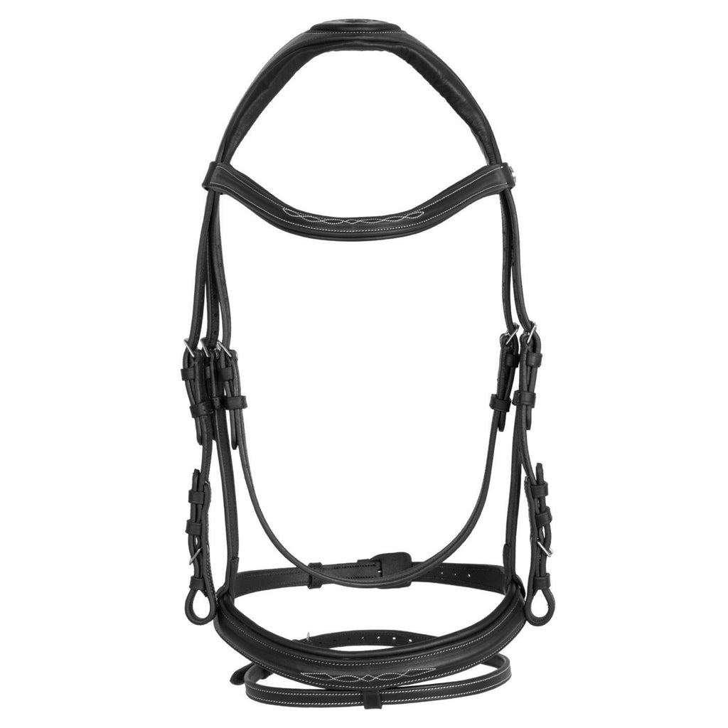Acavallo Anatomical Jumping Bridle with Contrast Stitching - Black