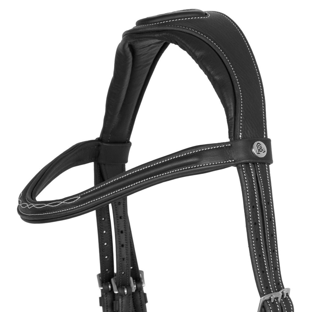 Acavallo Anatomical Jumping Bridle with Contrast Stitching - Black