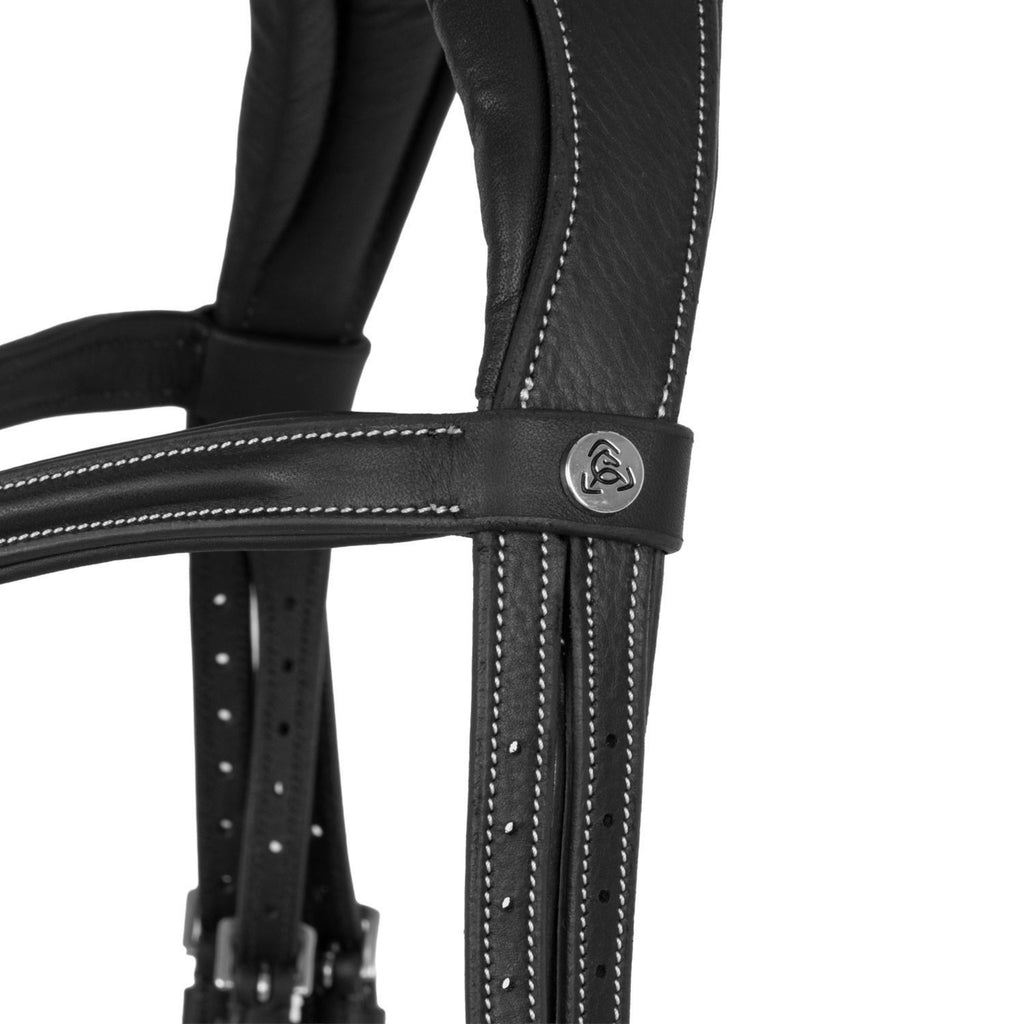 Acavallo Anatomical Jumping Bridle with Contrast Stitching - Black
