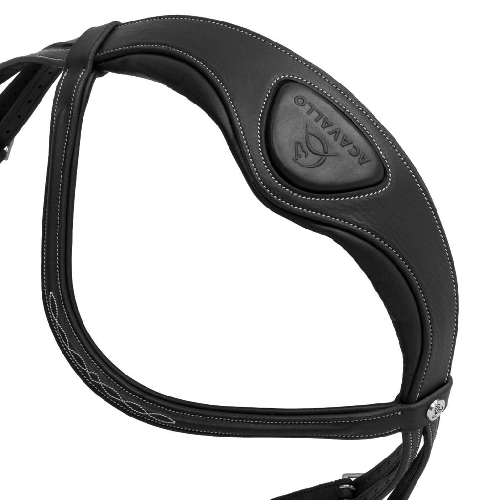Acavallo Anatomical Jumping Bridle with Contrast Stitching - Black