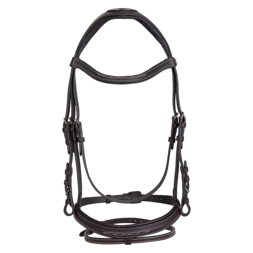 Acavallo Anatomical Jumping Bridle with Contrast Stitching - Dark Brown