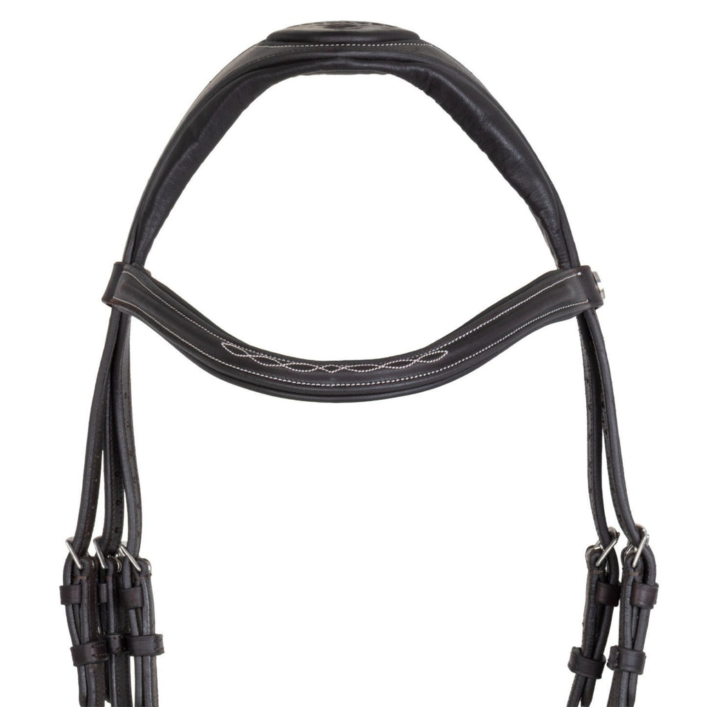 Acavallo Anatomical Jumping Bridle with Contrast Stitching - Dark Brown
