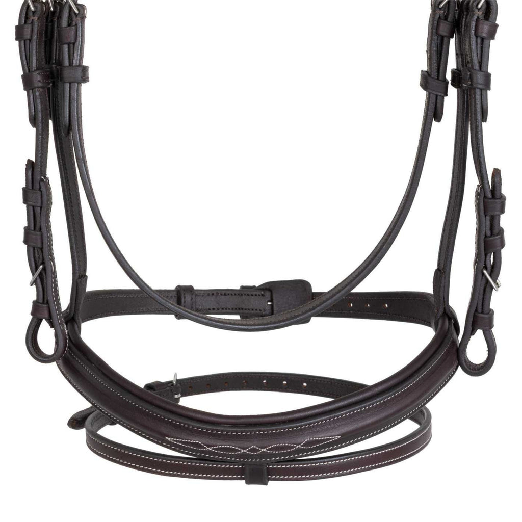 Acavallo Anatomical Jumping Bridle with Contrast Stitching - Dark Brown