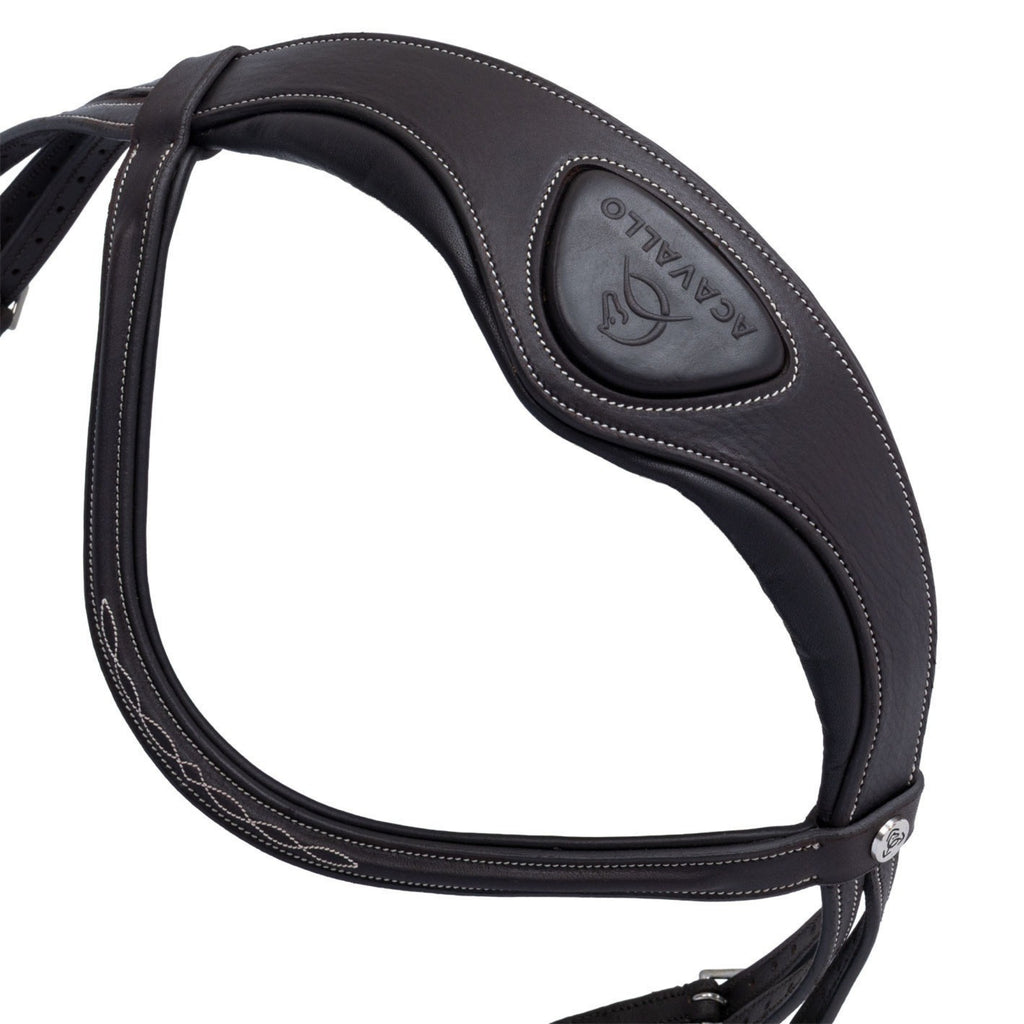 Acavallo Anatomical Jumping Bridle with Contrast Stitching - Dark Brown