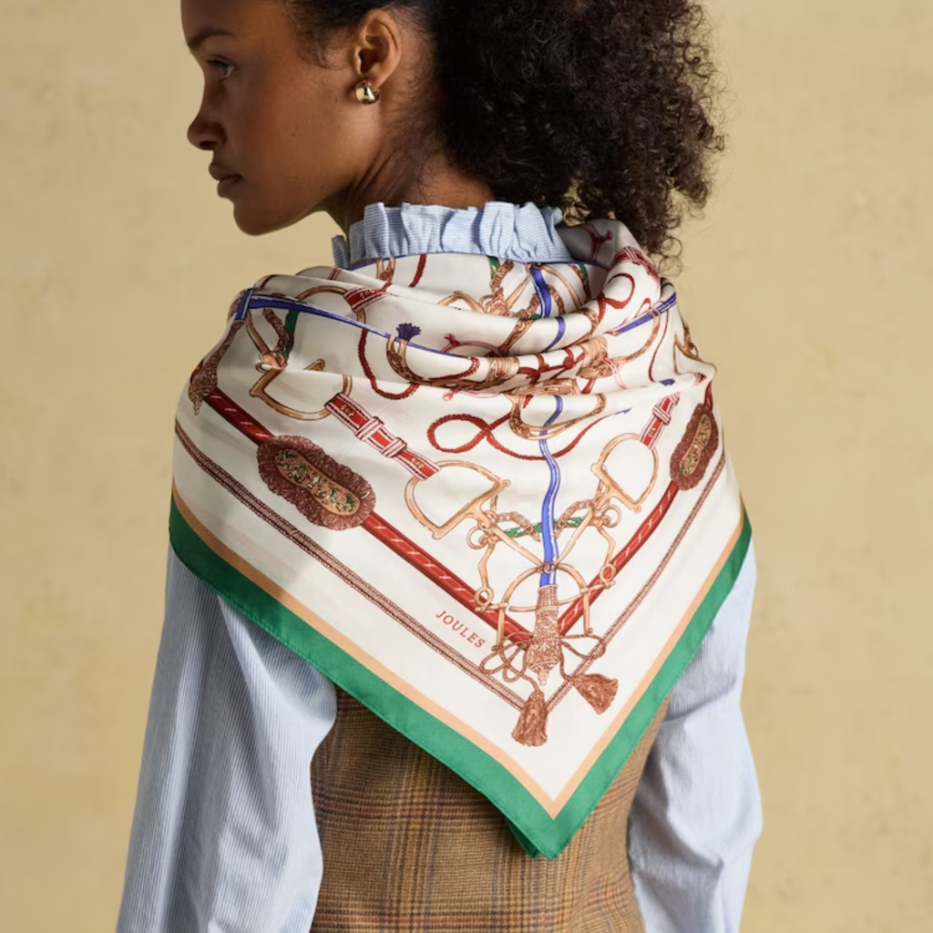 Joules Ladies Bloomfield Silk Scarf - Cream