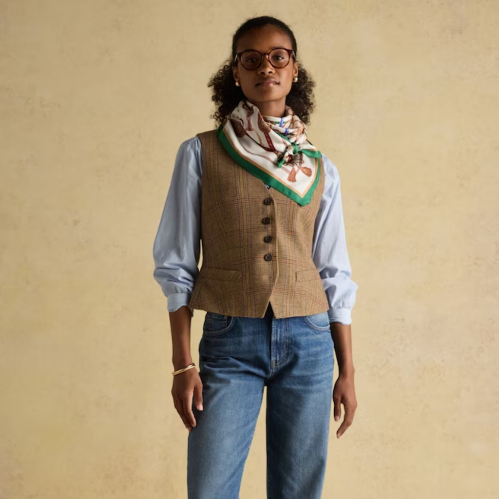 Joules Ladies Bloomfield Silk Scarf - Cream