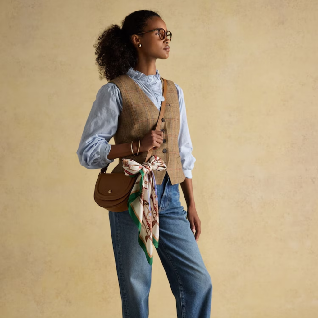 Joules Ladies Bloomfield Silk Scarf - Cream