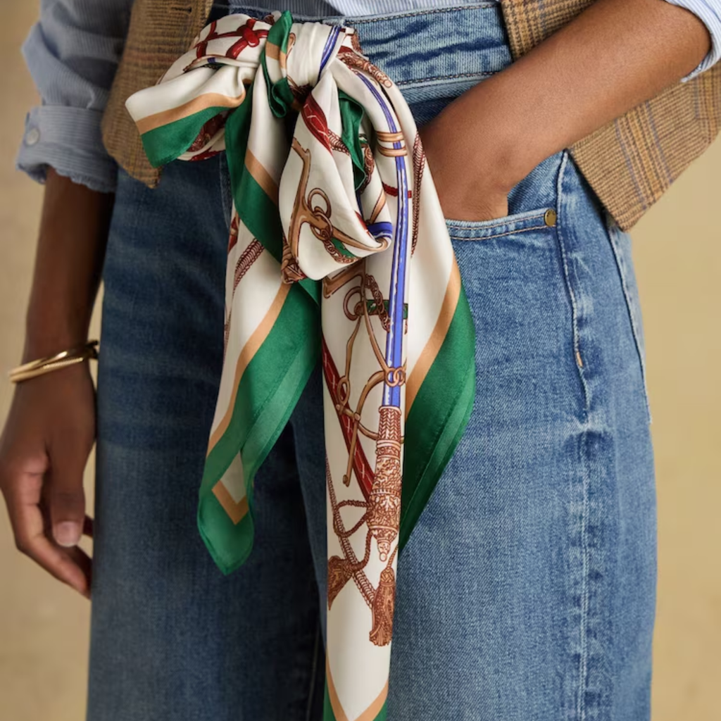 Joules Ladies Bloomfield Silk Scarf - Cream