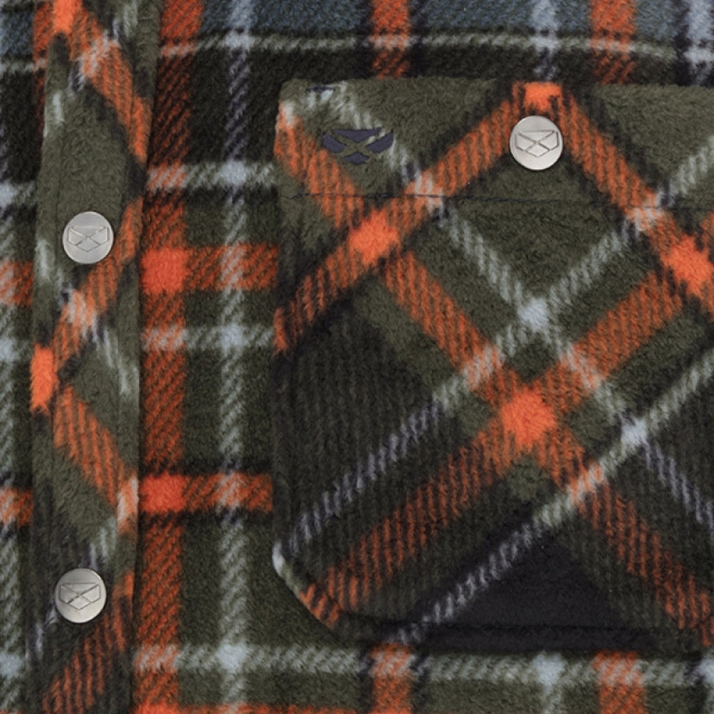 Hoggs Of Fife Balbeggie Fleece Shacket - Green/Rust