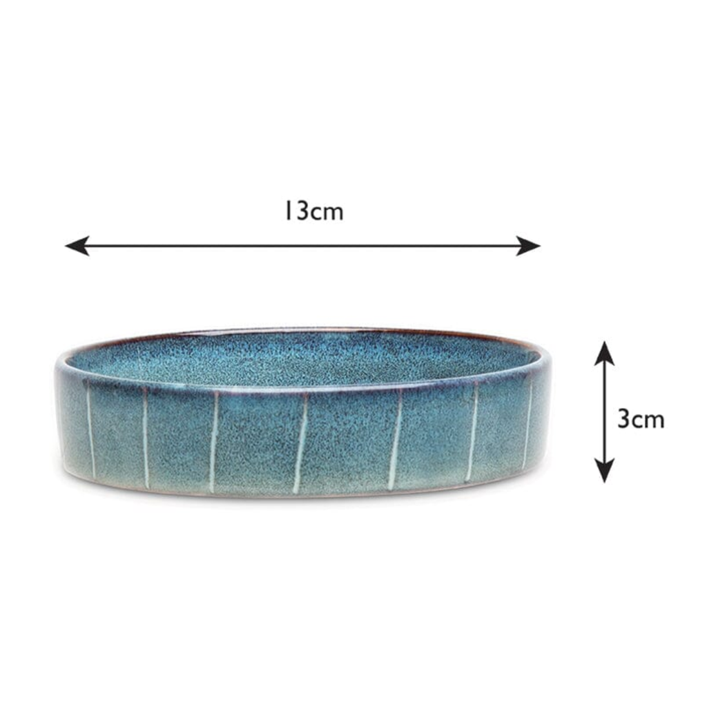 Scruffs Reactive Glaze Cat Saucer - Pinstripe Grey