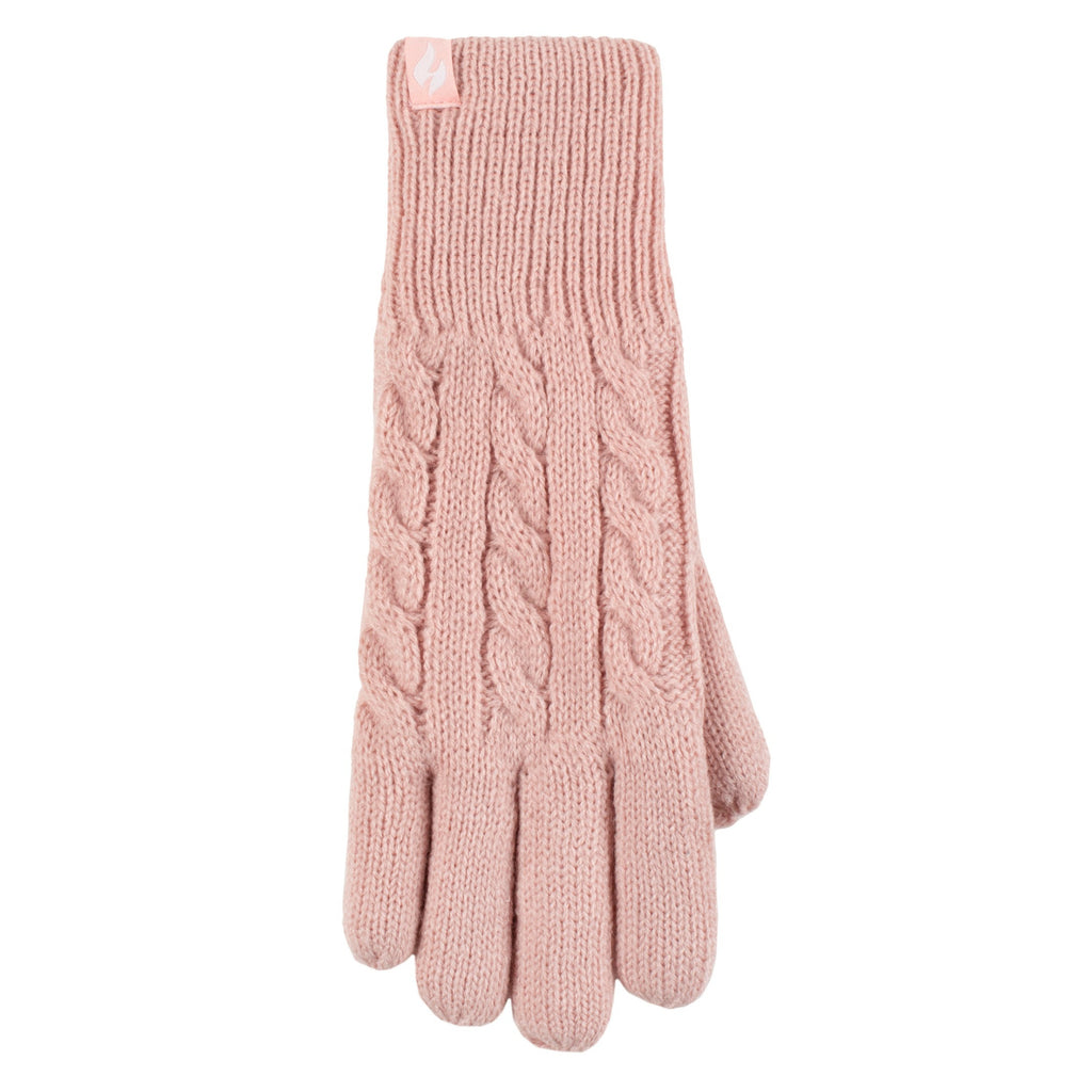 Heat Holders Ladies Willow Cable Gloves - Dusky Pink