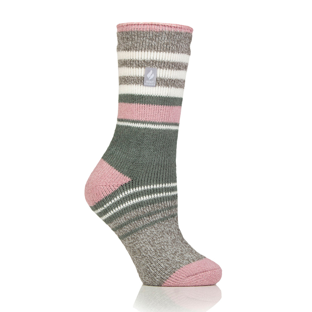 Heat Holers Ladies Cherith Socks - Mid Grey/Sage Green