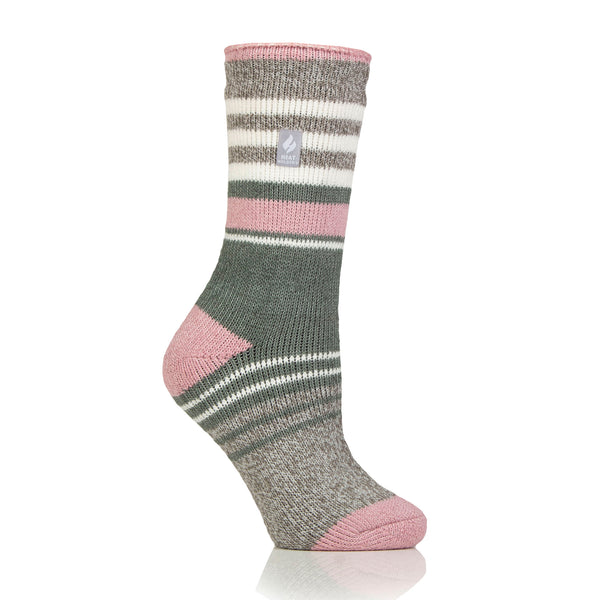 Heat Holers Ladies Cherith Socks - Mid Grey/Sage Green