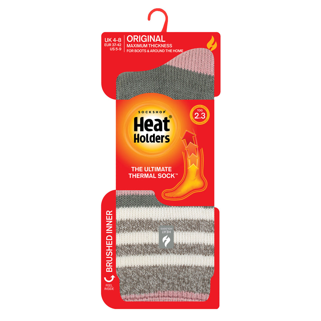 Heat Holers Ladies Cherith Socks - Mid Grey/Sage Green