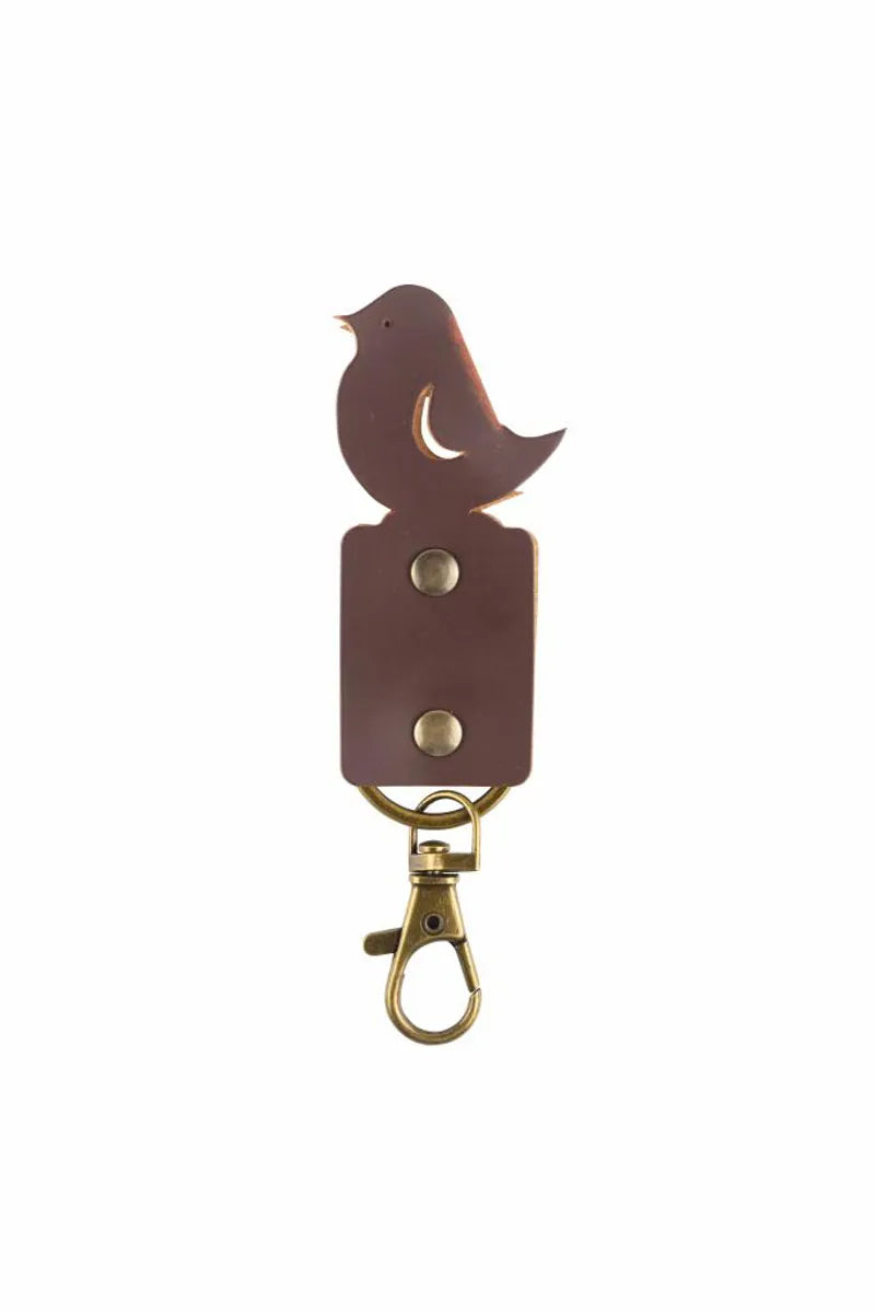 Recycled Leather Bird Keyring